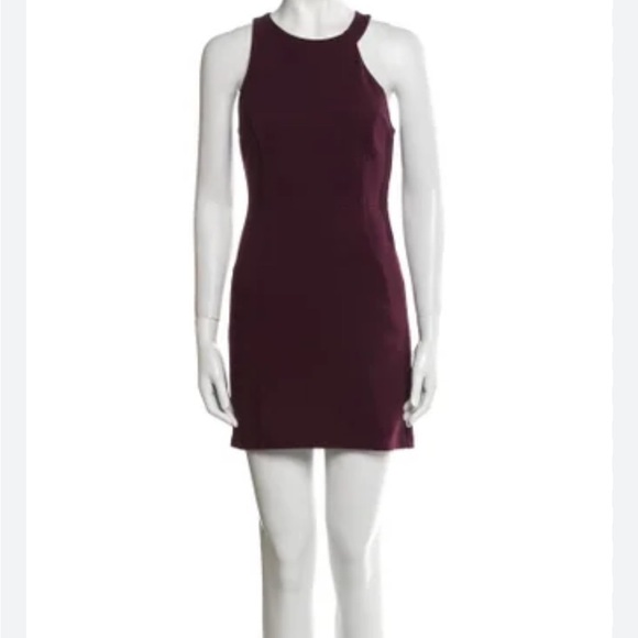 Halston Heritage Crew Neck Maroon Mini Dress - Picture 1 of 7